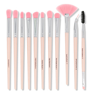 12pcs Eye Makeup Brushes Eye Brush Set with ABS Plastic Handle Nylon Bristles Portable Cosmetic Tool Kit