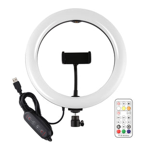 10.2&quot; RGBW Dimmable LED Ring Light Fill Light 168pcs LED Beads w/ Remote Control Phone Clamp PU504B