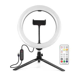 PKT3082B 10.2&quot; RGBW Dimmable LED Ring Light Fill Light 168pcs LED Beads PU504B + 8.3cm Tripod Stand