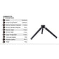 T1A20D Aluminum Desktop Tripod 2-Section Foldable Camera Tripod Stand Ball Head Load Capacity 10KG