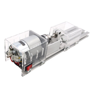 Mini Lathe Beads Machine Wood Working DIY Lathe Set with DC 24V Power Adapter Metal Cover