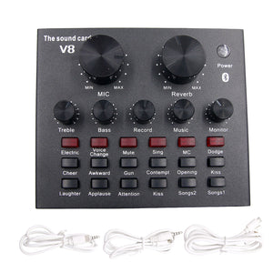 V8 Sound Card Live Sound Card Support Dual Mobile Phones 12 Sound Effects For Live Online Singing