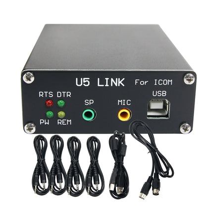 2020 Version U5 Link For ICOM Radio Connector with Power Amplifier Interface (DIN8-DIN8 Data Cable)