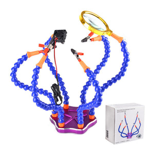 Soldering Station XT60 FPV Welding Tool Third Helping Hand with 6pcs Flexible Arms Magnifying Glass