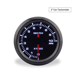 SINCOTECH 2" 52mm Car Tachometer 1000RPM Tachoscope Gauge Revolution Meter DO638 for 12V Car