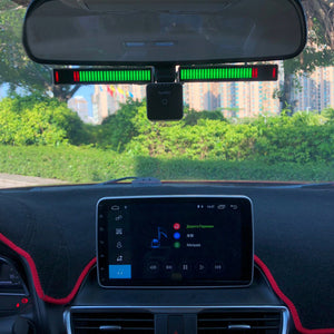 Car Music Spectrum Atmosphere Light Sound Control Audio Level Display w/ Rearview Mirror Mount Kit