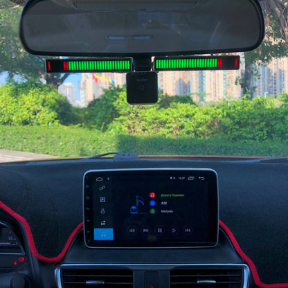 Car Music Spectrum Atmosphere Light Sound Control Audio Level Display w/ Rearview Mirror Mount Kit