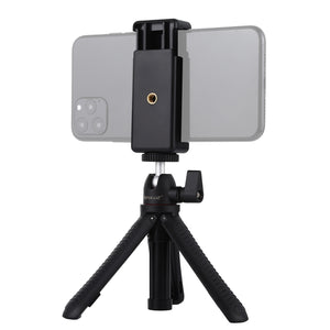 PKT3083B Phone Camera Mini Tripod Table Top Selfie Stick Tripod w/ Phone Clamp For Livestream Video