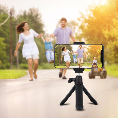 PKT3083B Phone Camera Mini Tripod Table Top Selfie Stick Tripod w/ Phone Clamp For Livestream Video