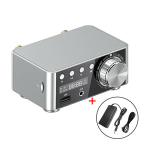 Bluetooth 5.0 Digital Power Amplifier HiFi Class D Stereo Amplifier 50Wx2 USB TF Card Player w/ Power Adapter
