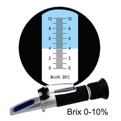 Handheld Brix Refractometer Brix Meter ATC Saccharimeter for Sugar Fruit Food Beer 0~10% Test Range