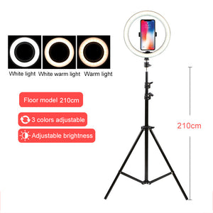 210cm Stand + 26cm Ring Fill Light + One Phone Holder For Vlog Livestream Selfie Photography