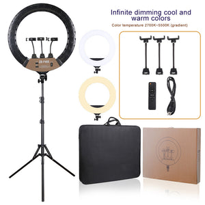 ZB-F488 22&quot; Ring Fill Light Dimmable Ring Light w/ Stand Phone Clips For Vlog Live Broadcast Selfie