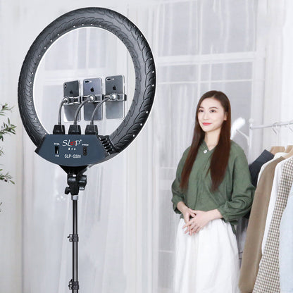 SLP-G500 18&quot; Ring Fill Light Dimmable Ring Light w/ Stand Phone Clips For Vlog Live Broadcast Selfie
