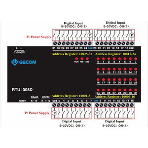Industrial Controller Button Status Acquisition Upload To Host Computer RTU-308D 32DI RS485