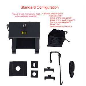 Mobile Phone Teleprompter SLR Camera Prompter w/ Remote Control for Video Shot Interview Speech Live