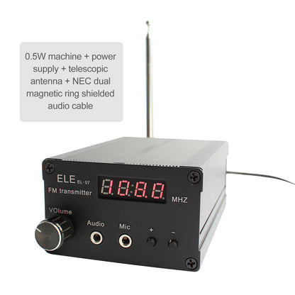 0.5W Stereo FM Transmitter Wireless Broadcast Transmitter Power Adjustable w/ Antenna Audio Cable