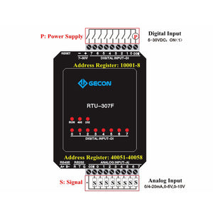 8AI 8DI Data Acquisition For Modbus RTU IO Module PLC Extension RTU-307F [4-20mA RS485 RS232]