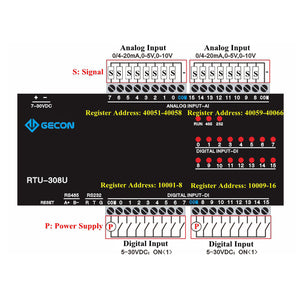 16AI 16DI Data Acquisition For Modbus RTU IO Module PLC Extension RTU-308U 16AI + 16DI [RS485+RS232]