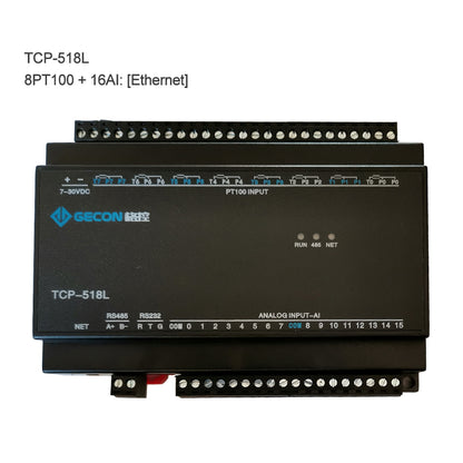 8PT100 + 16AI Industrial Controller PT100 Temperature Collection TCP-518L [Ethernet]
