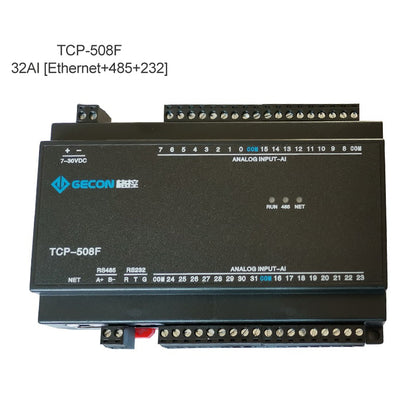 32AI ADC Data Acquisition Module For Modbus TCP RTU Protocols TCP-508F [Ethernet + RS485 + RS232]