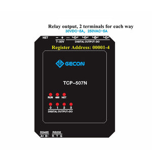 TCP-507N 4DO + Ethernet Industrial Controller Data Acquisition 4-Way Relay Output For Modbus TCP