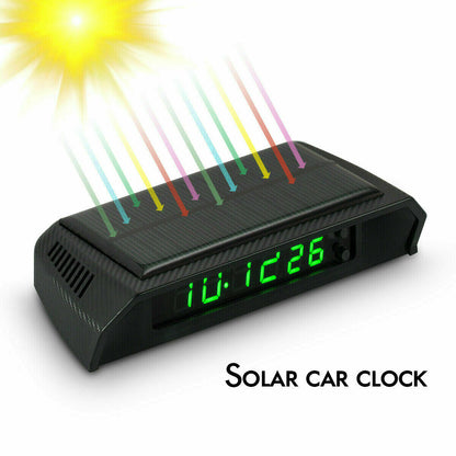 Solar Clock Portable Digital LED Clock &amp; Calendar for Vehicle Auto car Truck C6 Green Display