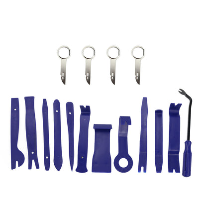 16pcs Blue Car Trim Removal Tool Set Kit for Audio System Panel Dashboard Zip-Lock Bag Packing