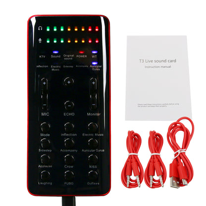 T3 Live Sound Card Audio External USB Headset Microphone Sound Card for Mobile Phone Computer