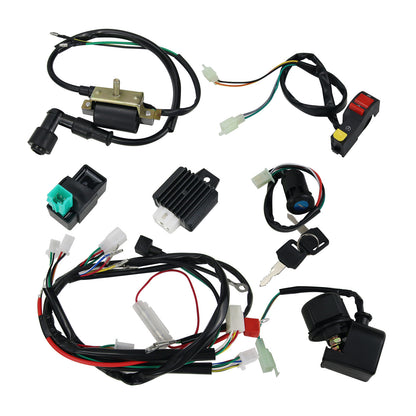 ATV Wiring Harness Kit QUAD Dune Buggy Wiring Harness Ignition Coil CDI for 50 70 90 110CC
