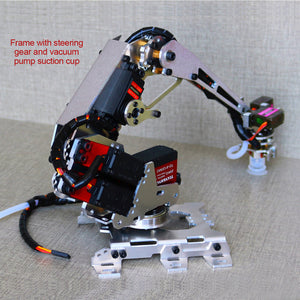 6 Axis Robotic Arm Multi-DOF Manipulator Industrial Mechanical Arm DIY Kit w/ Servo Vacuum Pump Sucker