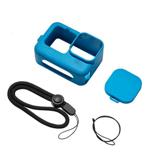 PU518 Camera Silicone Protective Case Cover With Wrist Strap &amp; Lens Cover For GoPro HERO 9 Black