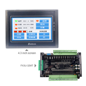 For Samkoon EA-043A 4.3-Inch HMI Touch Screen 480*272 + FX3U-32MT PLC Board 8-Way 100K Pulse