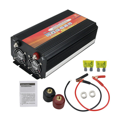 2000W Power Inverter DC 12V-24V to AC 110-220V Black with LCD Screen