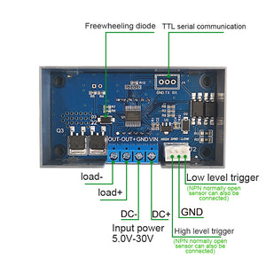 ZK-KTD4 MOS Switch Trigger Cycle Time Delay Relay Module Solenoid Valve Control 5V 12V 24V w/ Shell