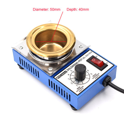DBL-350A 150W Lead-Free Soldering Pot Small Round Solder Pot Titanium Plating Tin Furnace 50mm/2&quot;
