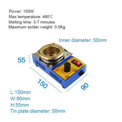 PH-21C 150W Lead-Free Soldering Pot Solder Pot Maximum Temperature 480℃/896℉ Inner Diameter 50mm/2&quot;