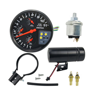 4-In-1 5" Car Tachometer RPM Car Water Temperature Gauge Digital Oil Temperature Oil Pressure Gauge