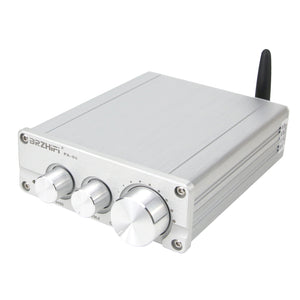 PA-04 200W 2.1 Channel Amplifier Bluetooth Mini Stereo HiFi Amp Assembled Silver + Power Adapter