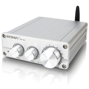PA-04 200W 2.1 Channel Amplifier Bluetooth Mini Stereo HiFi Amp Assembled Silver + Power Adapter