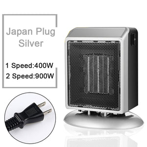 YND-900 Mini Space Heater 900W Electric Heater Fan Bathroom PTC Ceramic Heater Japan Plug Silver