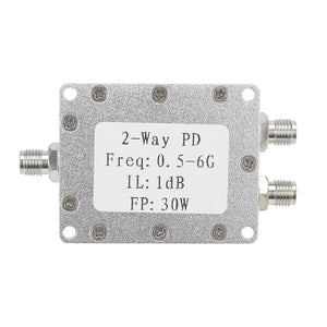 2-Way Power Divider RF Power Splitter 0.5-6GHz 30W Low Insertion Loss w/ CNC Aluminum Alloy Shell