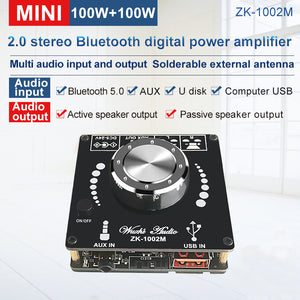 ZK-1002M Mini 2.0 Stereo Digital Power Amplifier Module 100W*2 Support Multiple Inputs Unassembled
