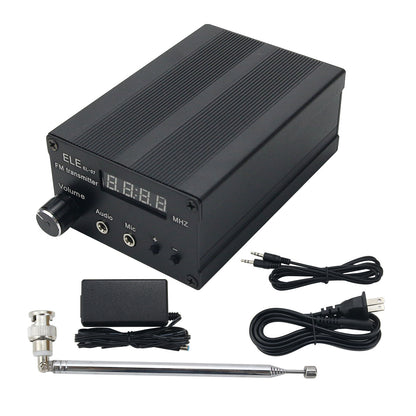 5W Stereo FM Transmitter Wireless Radio Transmitter Power Adjustable w/ Telescopic Antenna Audio Cable