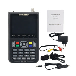 iBRAVEBOX V9 Digital Satellite Finder Signal Meter Support H.265 3.5&quot; LCD Screen HD 1080P Black