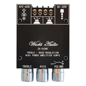 ZK-502MT Mini Power Amplifier 50Wx2 Stereo Bluetooth Amplifier Board Unassembled w/ Treble Bass