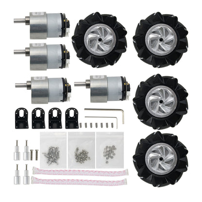 4WD 80mm Mecanum Wheel Robot Car Chassis Kit with DC 12V Encoder Motor for Arduino Raspberry Pi DIY
