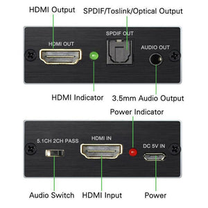 HDMI Converter HDMI Audio Extractor Splitter 4Kx2K HDMI To HDMI + SPDIF + R/L Audio Signal Converter