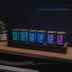 6-Digit RGB Clock Pseudo Glow Tube Clock DIY Kit Unassembled Desktop Creative Decoration Gift