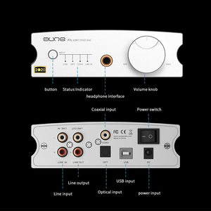 Aune X1s Pro HiFi DAC Headphone Amplifier ES9038Q2M DSD512 USB DAC 32Bit/768K DOP128 DOP64 Silver